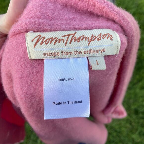 Norm Thompson 100% Felted Wool Button Up Women's Boxy Jacket Blazer Pink Size L - Picture 3 of 7